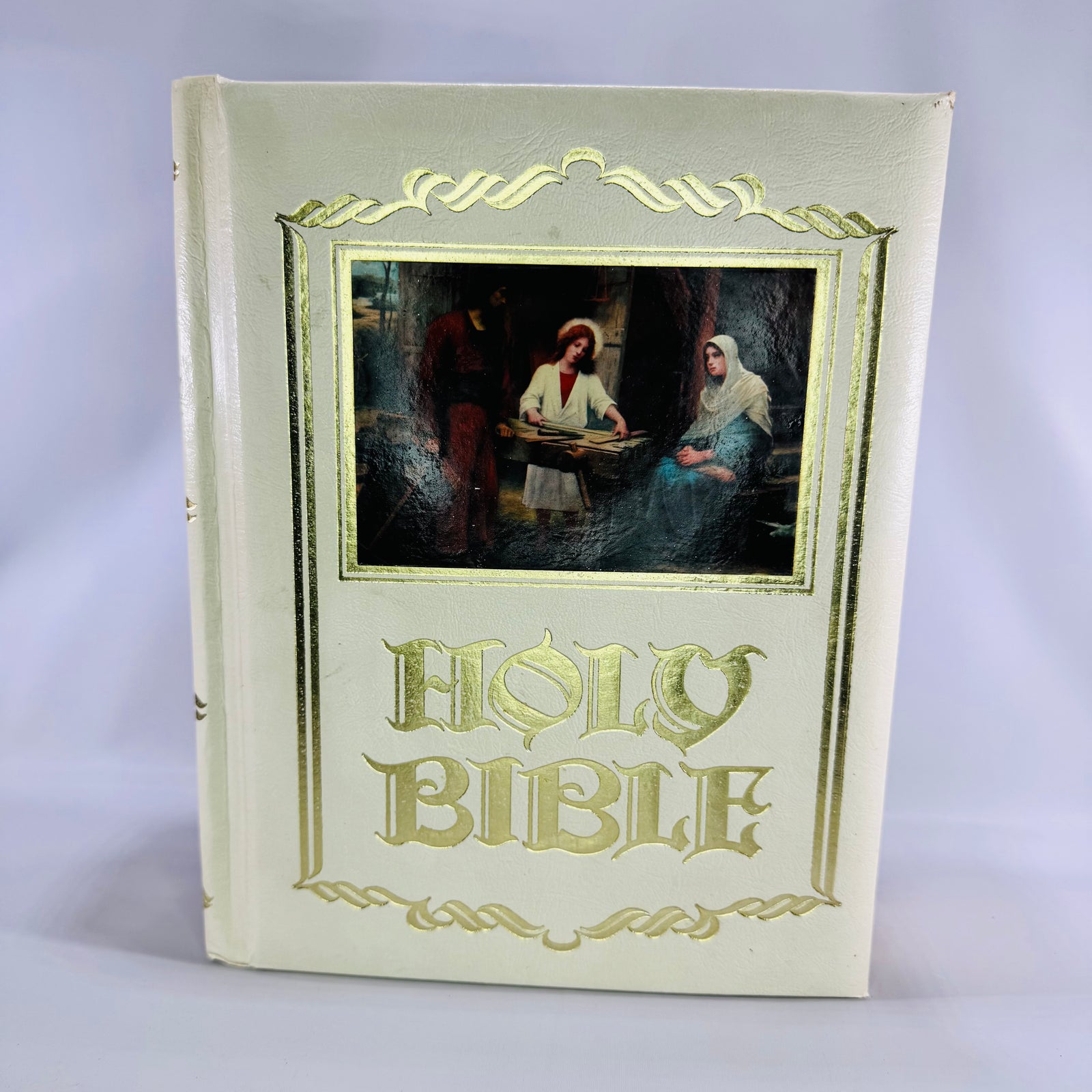 Vintage 1976 Family Record Holy Bible White Hardcover with Family Register, Concordance & Gilt Page Edges