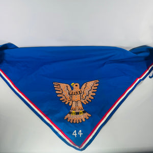 Vintage BSA Eagle Scout Neckerchief (Troop 44) – Blue Triangular Scarf w/ Embroidered Eagle, Red/White Trim
