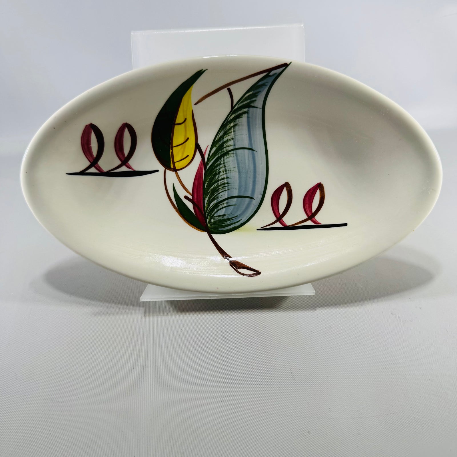 Blue Ridge Fantasia Oval Platter Vintage Hand Painted Southern Potteries Leaf Dish