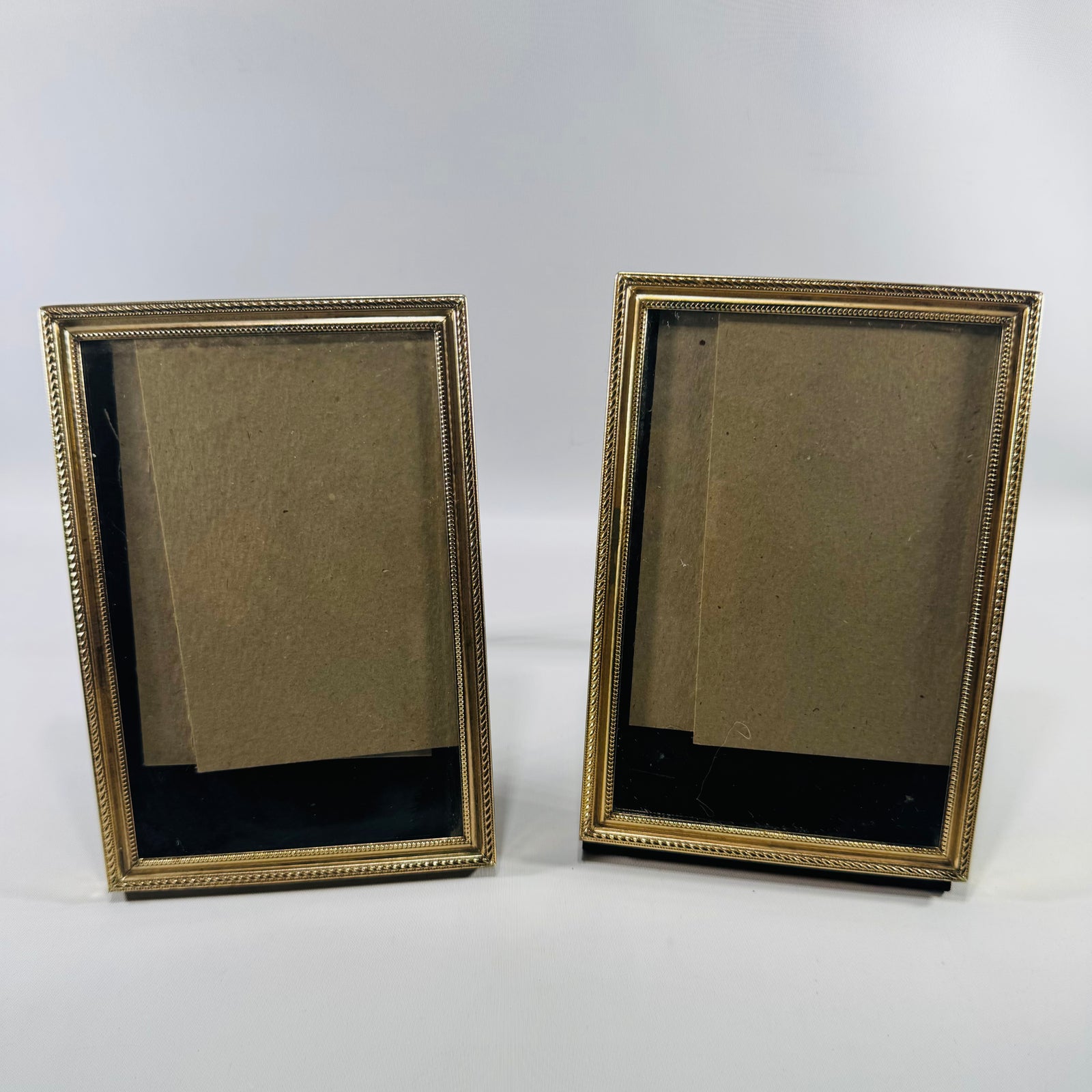 Vintage Brass Photo Frames – Pair, Ornate Border, Easel Back Stand, 6x4