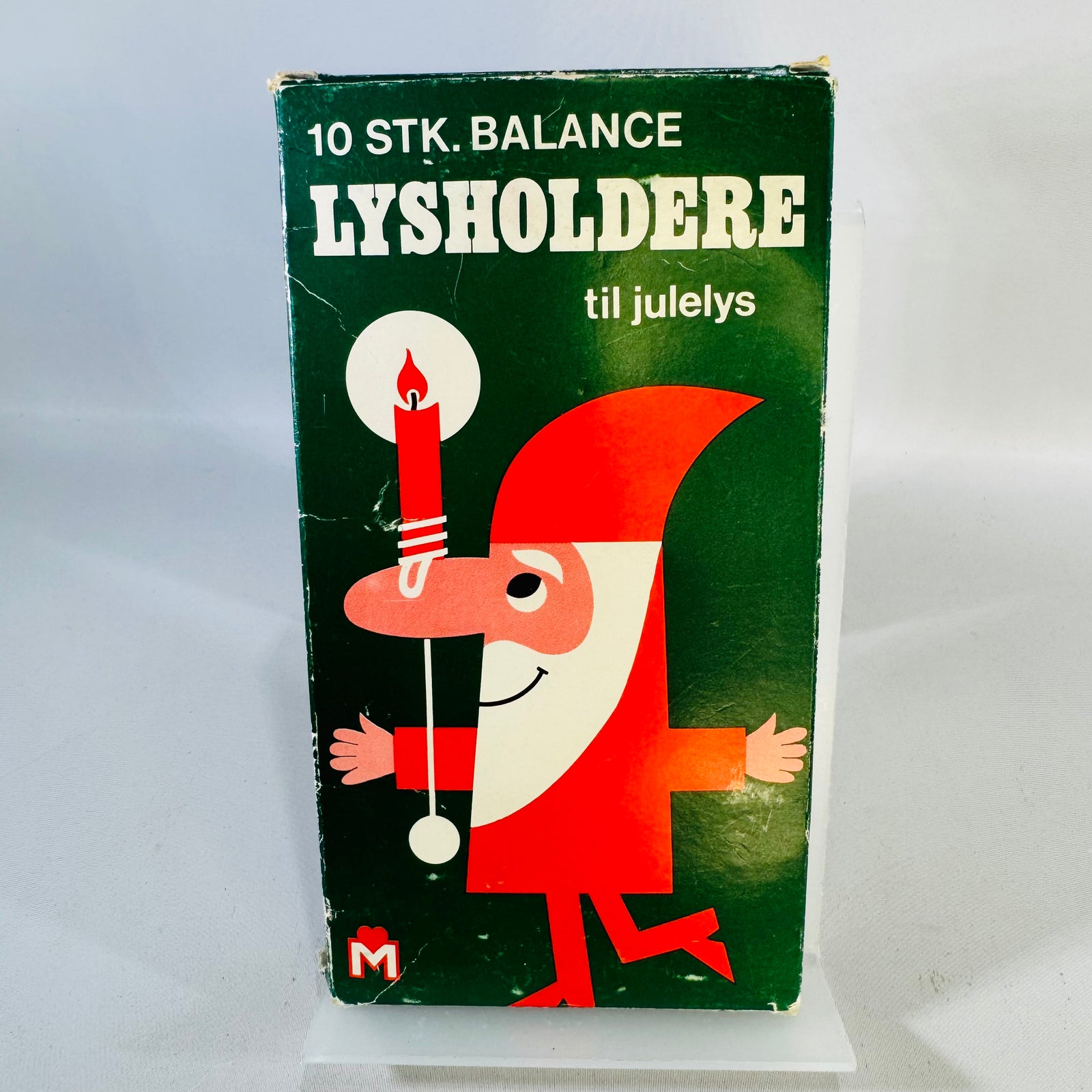Vintage Danish Balance Candle Holders for Christmas Tree in Original Nisse Box, Illum Copenhagen AS FOUND