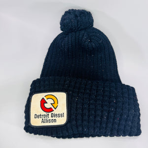 Vintage Detroit Diesel Allison Beanie Navy Pom Pom Knit Hat with Patch