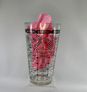 Vintage Federal Glass Cocktail Mixer, MCM Recipe Shaker Glass, Tom Collins Martini Gibson Barware, 6 Inch Measuring Glass