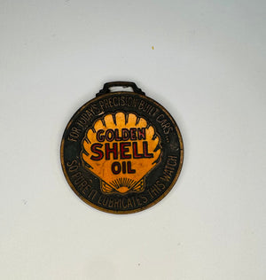 Vintage Golden Shell Oil Watch Fob Shell Gas Advertising Pocket Watch Medal 1930s 1940s