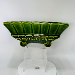 Mid-Century Green Glazed Planter for Succulents & Shelf Decor