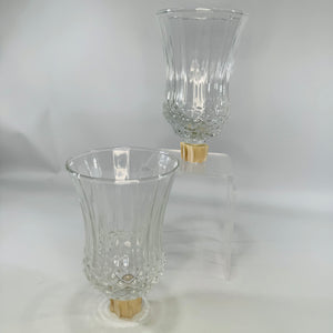 Vintage Homco Peg Votive Candle Holders Pair Fluted Glass Inserts for Wall Sconces or Candlesticks