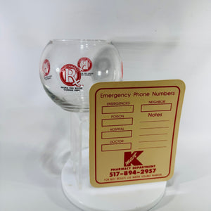 Vintage Kmart Pharmacy Rx Glass + Emergency Phone Numbers Fridge Magnet, Red K Logo Promo, Retro Drugstore Collectibles