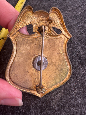 Vintage Greater Lansing Safety Patrol Lieutenant Badge | Lansing Michigan Tin Shield Pin | Green Cross School Safety Patrol
