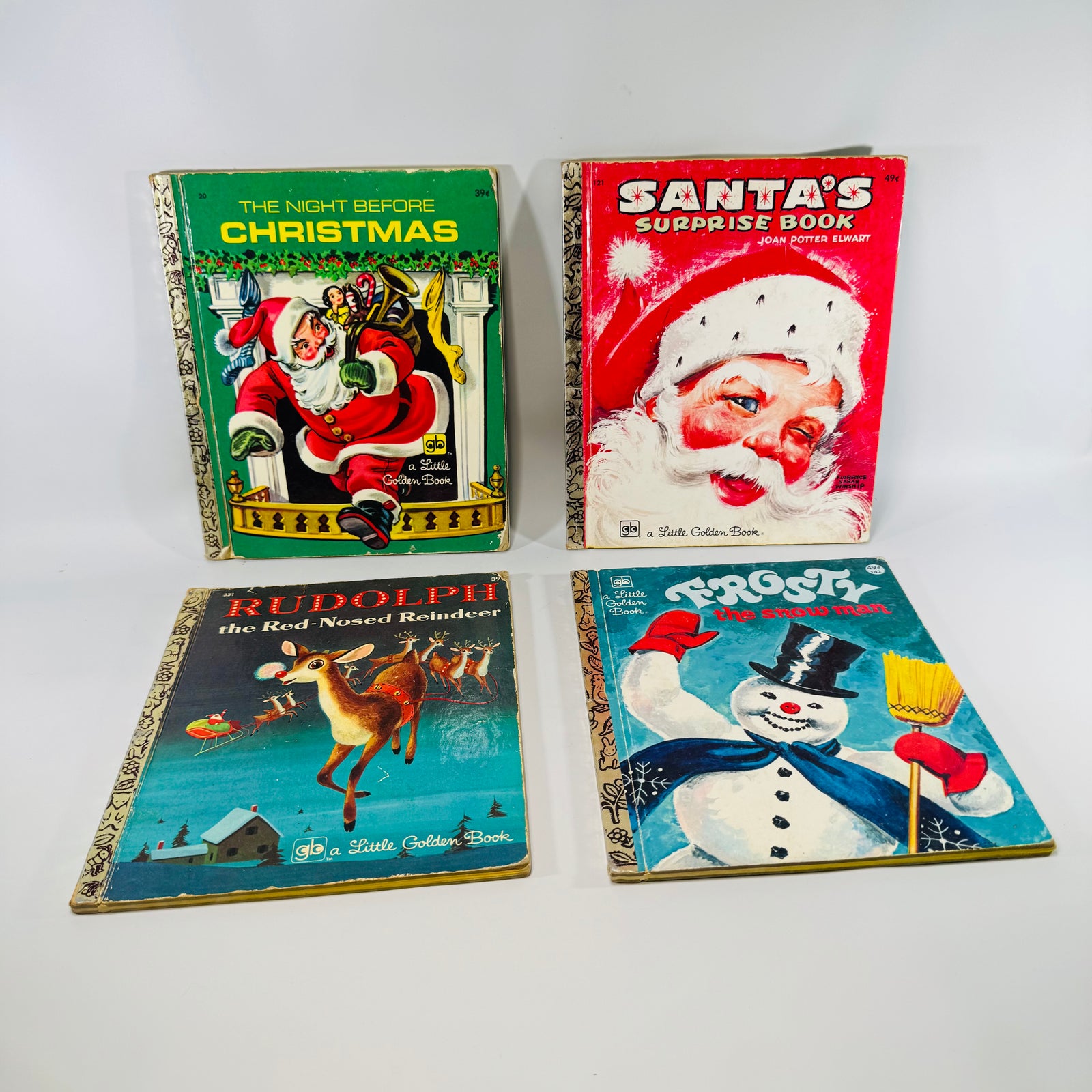 Vintage Little Golden Books Christmas Bundle of 4 — Night Before Christmas, Santa’s Surprise Book, Rudolph, Frosty (1970s printings) — Golden Press | Holiday Kids Classics
