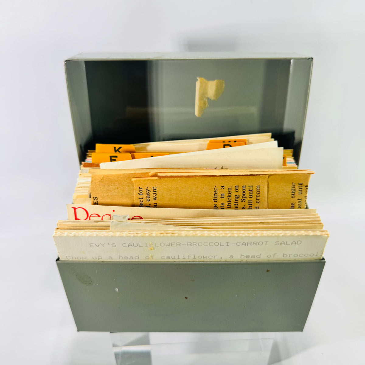 Vintage Ohio Art Metal Recipe Box with Handwritten Recipe Cards Cookbook Clippings USA