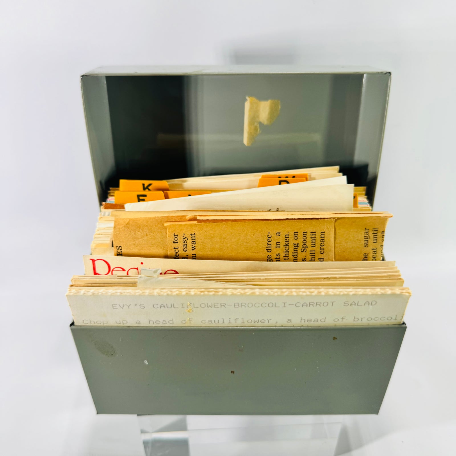 Vintage Ohio Art Metal Recipe Box with Handwritten Recipe Cards Cookbook Clippings USA