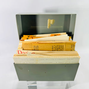 Vintage Ohio Art Metal Recipe Box with Handwritten Recipe Cards Cookbook Clippings USA
