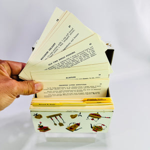 Vintage Ohio Art Metal Recipe Box with Recipe Cards, Mid Century Kitchen Recipe Organizer, Mt Pleasant Michigan Auxiliary Recipes
