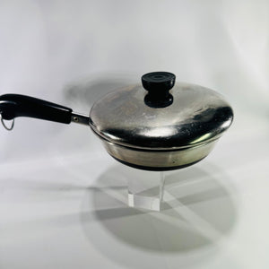 Vintage Revere Ware 1801 Copper Bottom 7 Inch Skillet with Lid Clinton Illinois USA Stainless Fry Pan