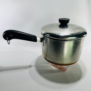 Vintage Revere Ware 2 Quart Tall Saucepan with Lid, Copper Bottom Stainless Steel Pot, Classic Kitchen Cookware