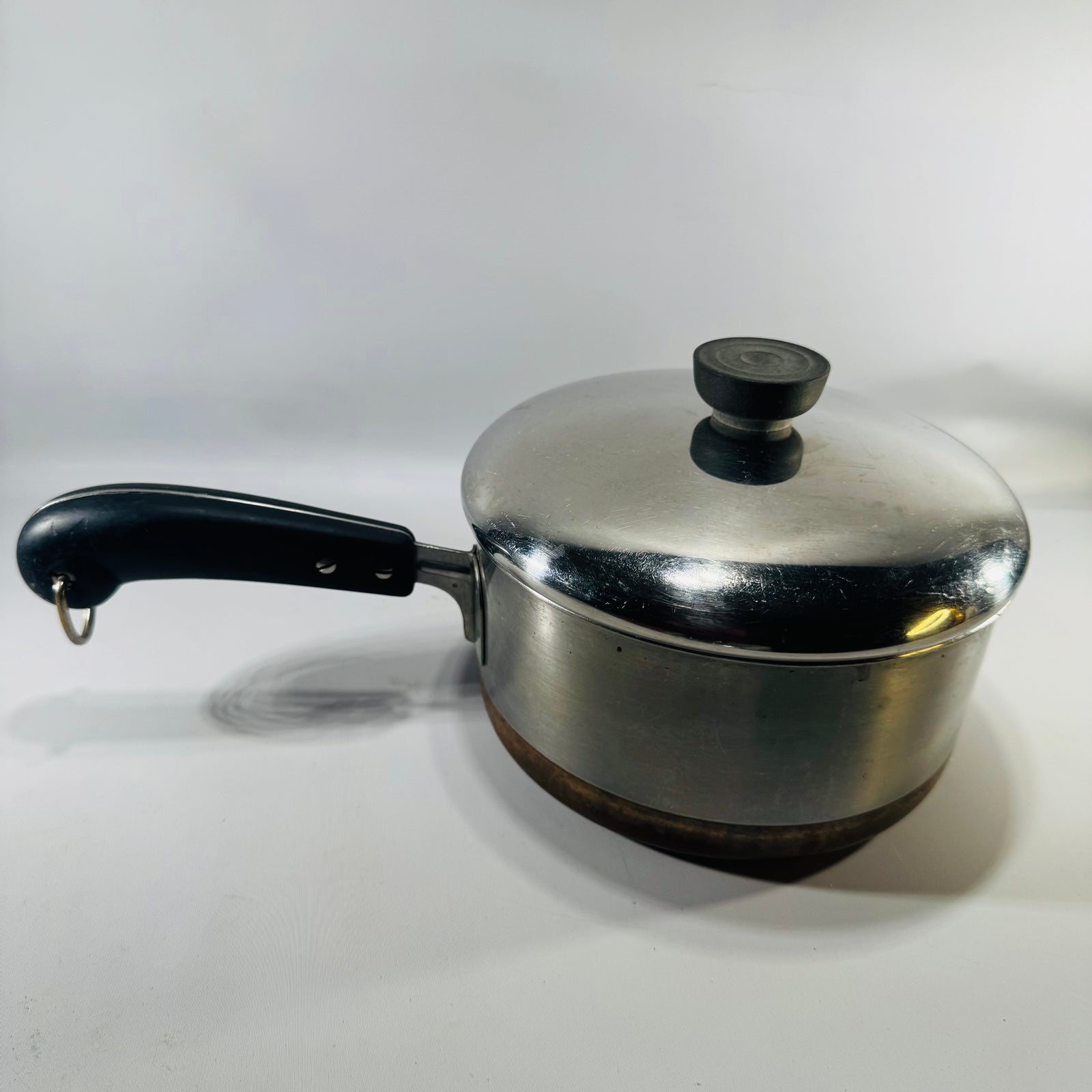 Vintage Revere Ware 3-Quart Saucepan — Aluminum, Black Handle, 1960s