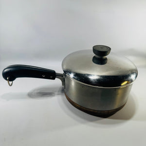 Vintage Revere Ware 3-Quart Saucepan — Aluminum, Black Handle, 1960s