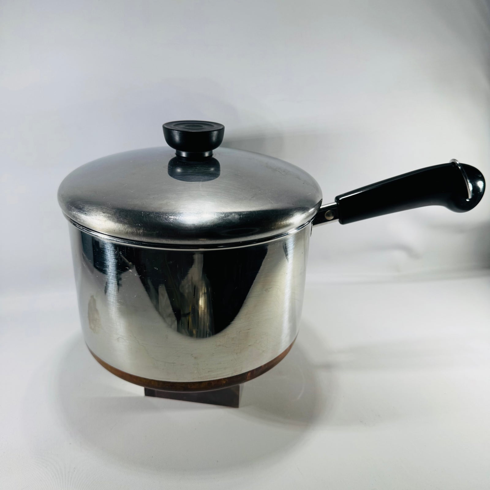 Vintage Revere Ware 3 Quart Saucepan with Lid Copper Bottom 1801 Clinton Illinois USA 94I