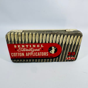 Vintage Cotton Applicator Tin Sentinel Sterilized Cotton Applicators Medical Tin