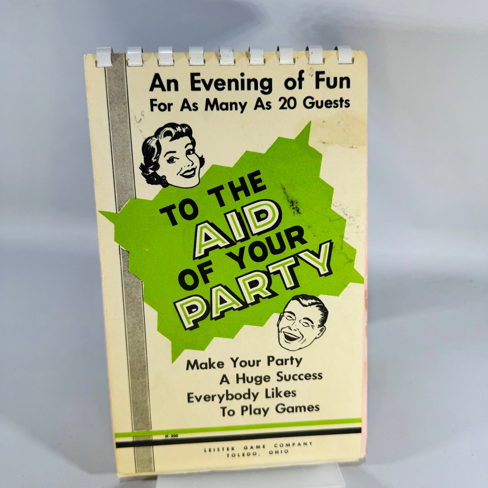 Vintage Party Game Book To the Aid of Your Party 1957 Leister Game Co Spiral Booklet