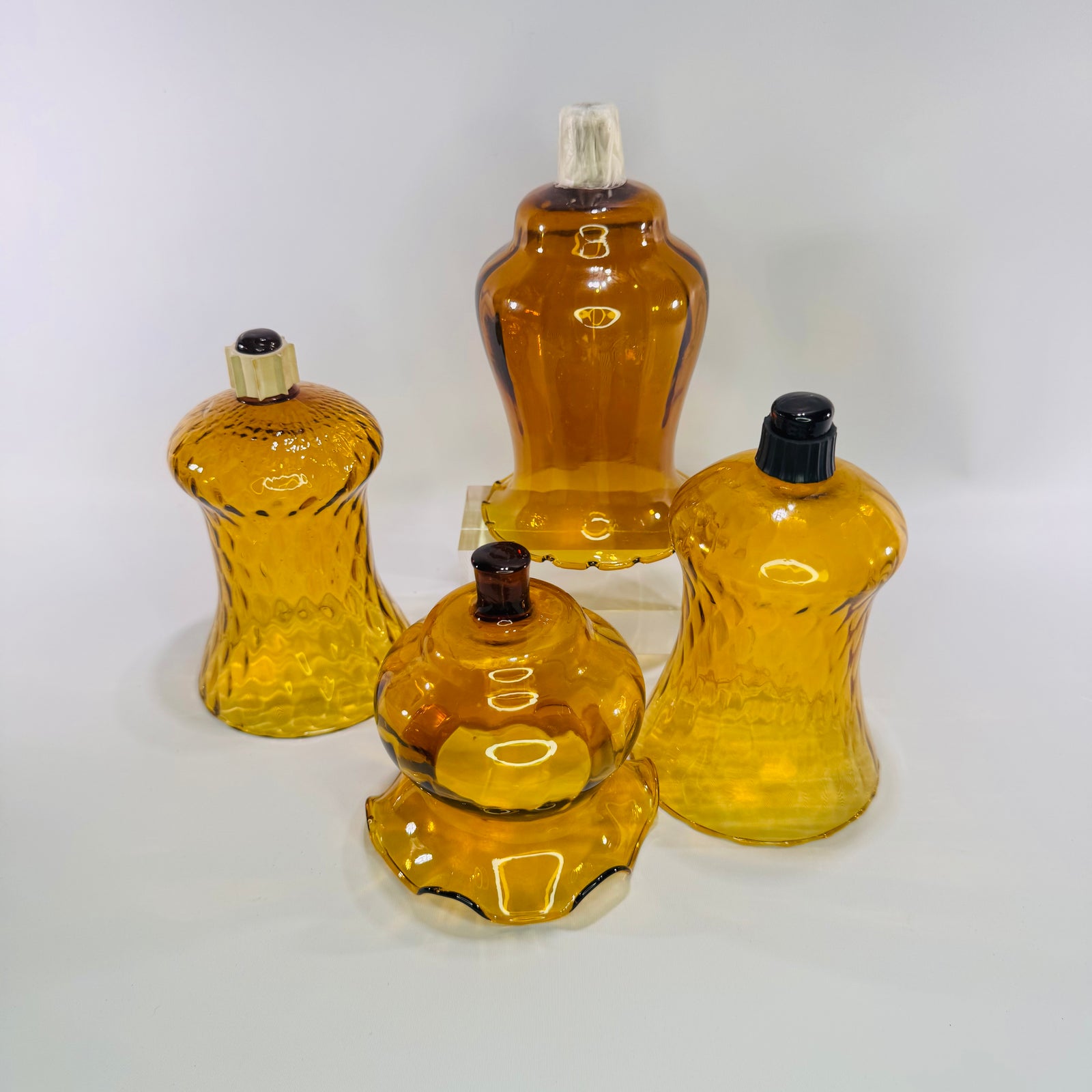 Vintage Amber Glass Peg Votive Cups Bundle Homco Style Sconce Candle Inserts Set of 4