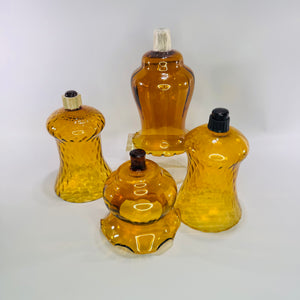 Vintage Amber Glass Peg Votive Cups Bundle Homco Style Sconce Candle Inserts Set of 4