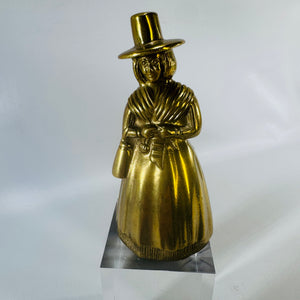 Vintage Brass Welsh Lady Bell 4 Inch Figural Table Bell Traditional Costume