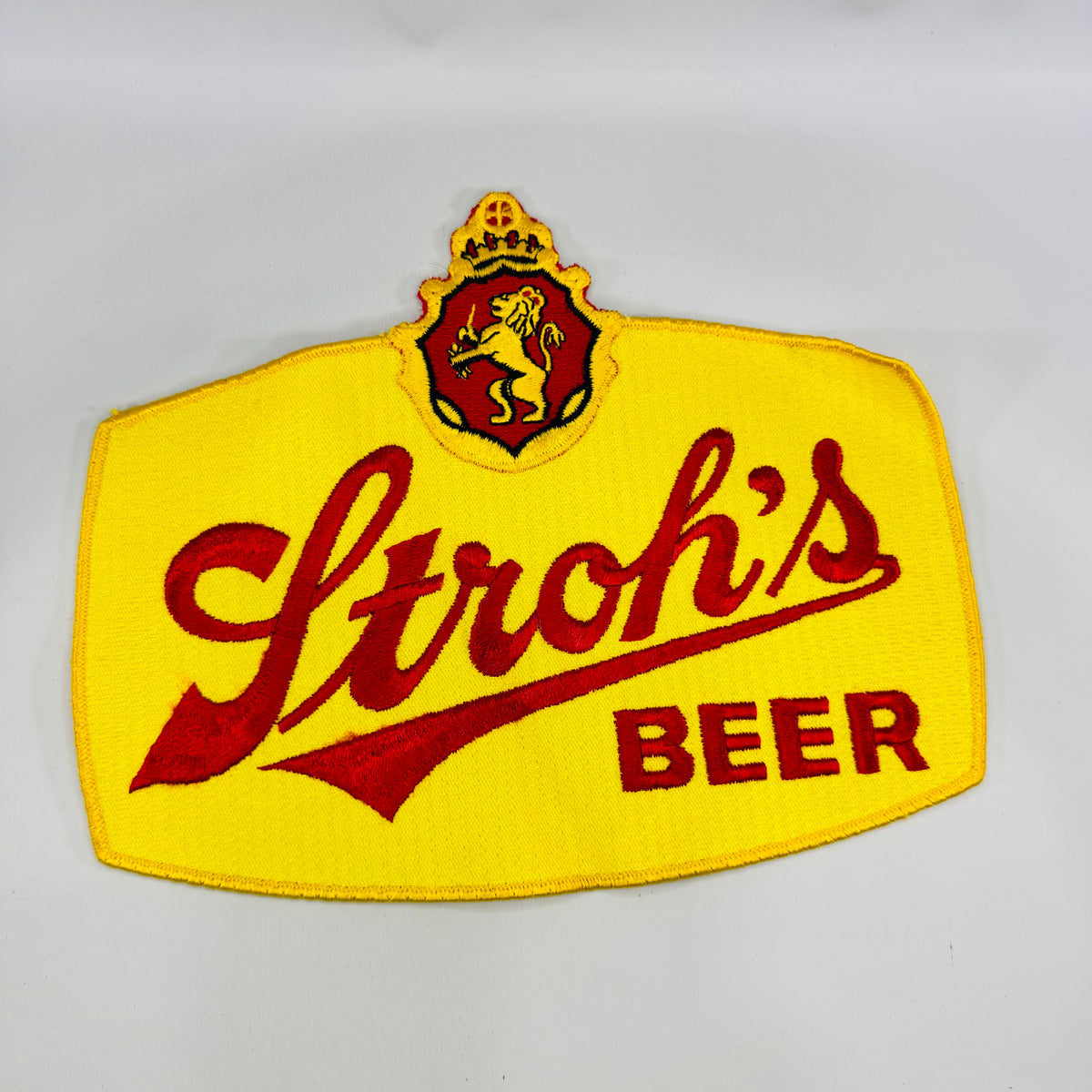 Vintage Stroh's Beer Oversized Embroidered Jacket Back Patch 1970s 1980s Brewery Uniform Breweriana 9 Inch