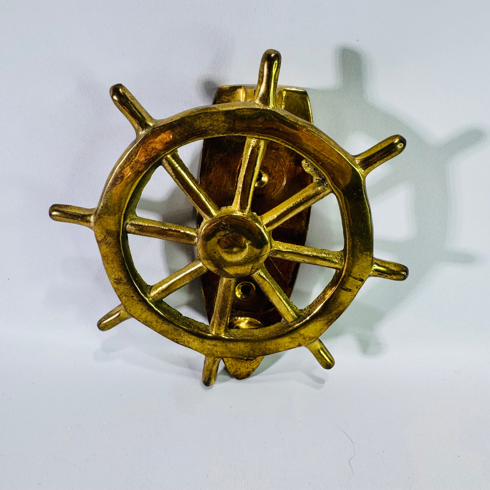 Vintage Solid Brass Ship Wheel Door Knocker Nautical Captain's Wheel Coastal Maritime Entry Hardware