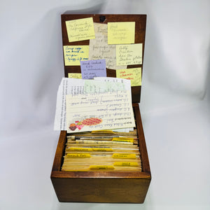 Vintage Wooden Recipe Box Filled with Handwritten Typed Recipe Cards Kitchen Recipe File