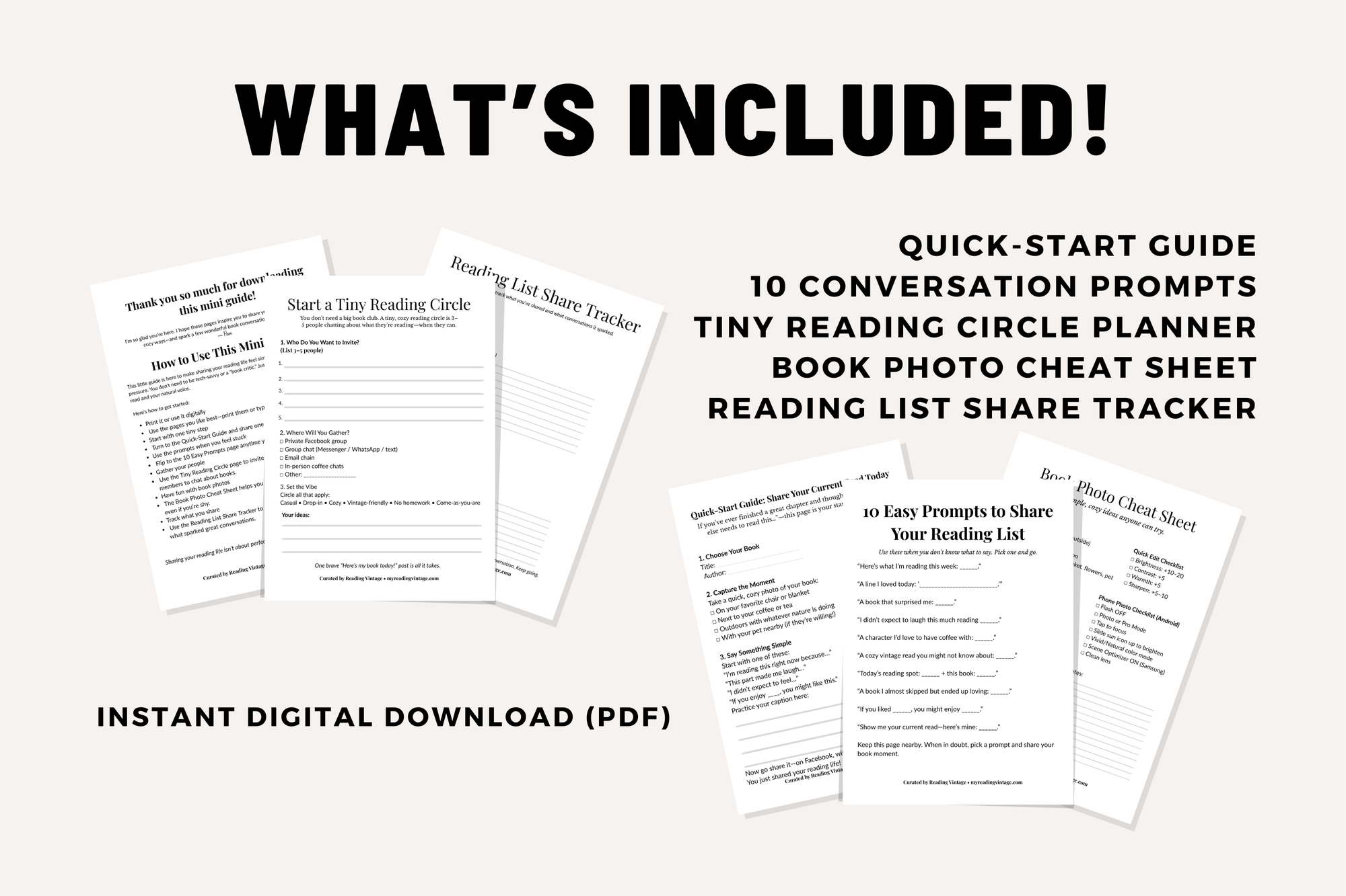 Share Your Reading Life – Cozy Printable Mini Guide for Book Lovers (Digital Download, PDF)