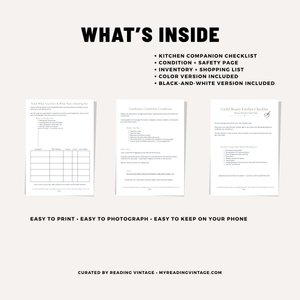 Useful Beauty: Kitchen Companion Checklist Printable PDF | Vintage Kitchen Shopping List & Condition Guide