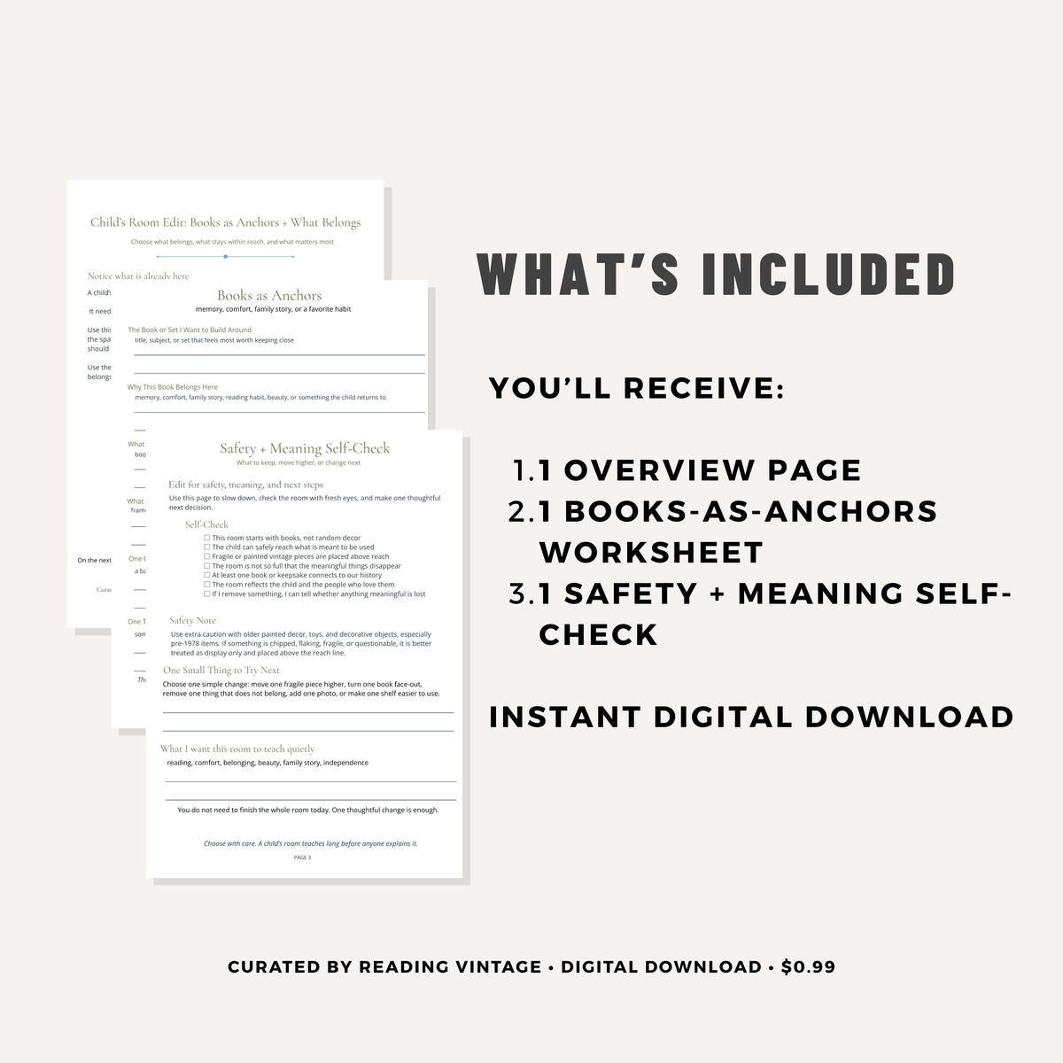 Child’s Room Edit: Books as Anchors + What Belongs PDF Printable
