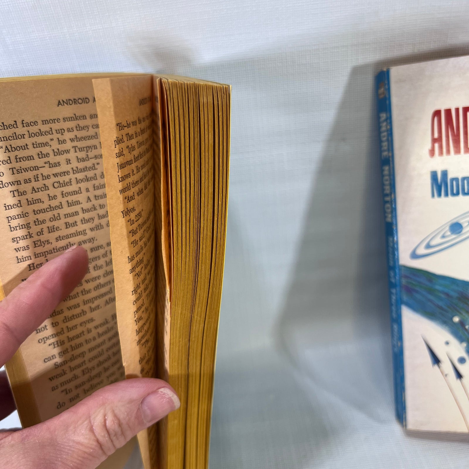 Two Andre Norton Paperback Books Moon of Three Rings 1966 Android at Arms 1973 Ace Books Inc