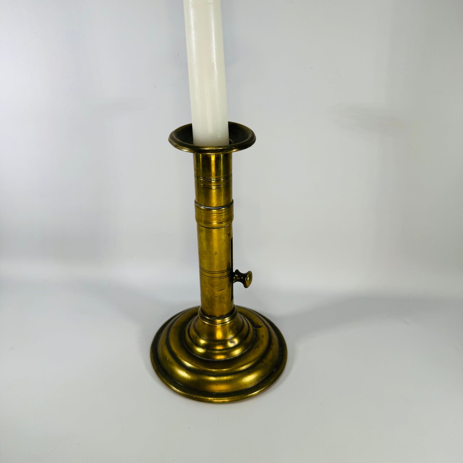 Antique Brass Push-Up Candlestick | Adjustable 19th Century Candle Holder