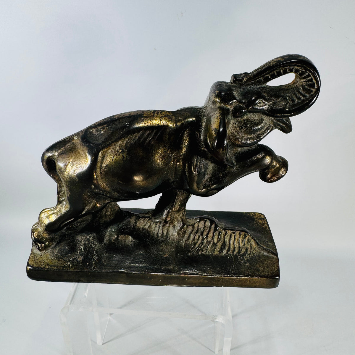 Antique Cast Iron Elephant Doorstop | Hubley Style Figural Bookend