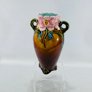 Art Nouveau French Majolica Floral Vase | Barbotine Style Ceramic