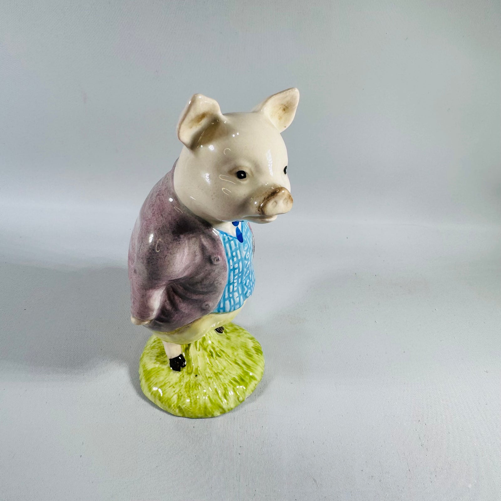 Beswick Beatrix Potter's Pigling Bland Figurine — F. Warne & Co. Copyright 1956, Beswick England, Variation 1 Purple Jacket