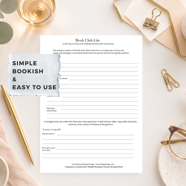 Mindful Book Sharing Printable – Book Club Prompts PDF - Reading Vintage