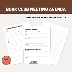 Book Club Printable Meeting Agenda & Meeting Agenda by Title Track Follow Outline to Lead Discussion with Confidence PDF Letter Size Add to Your Planner