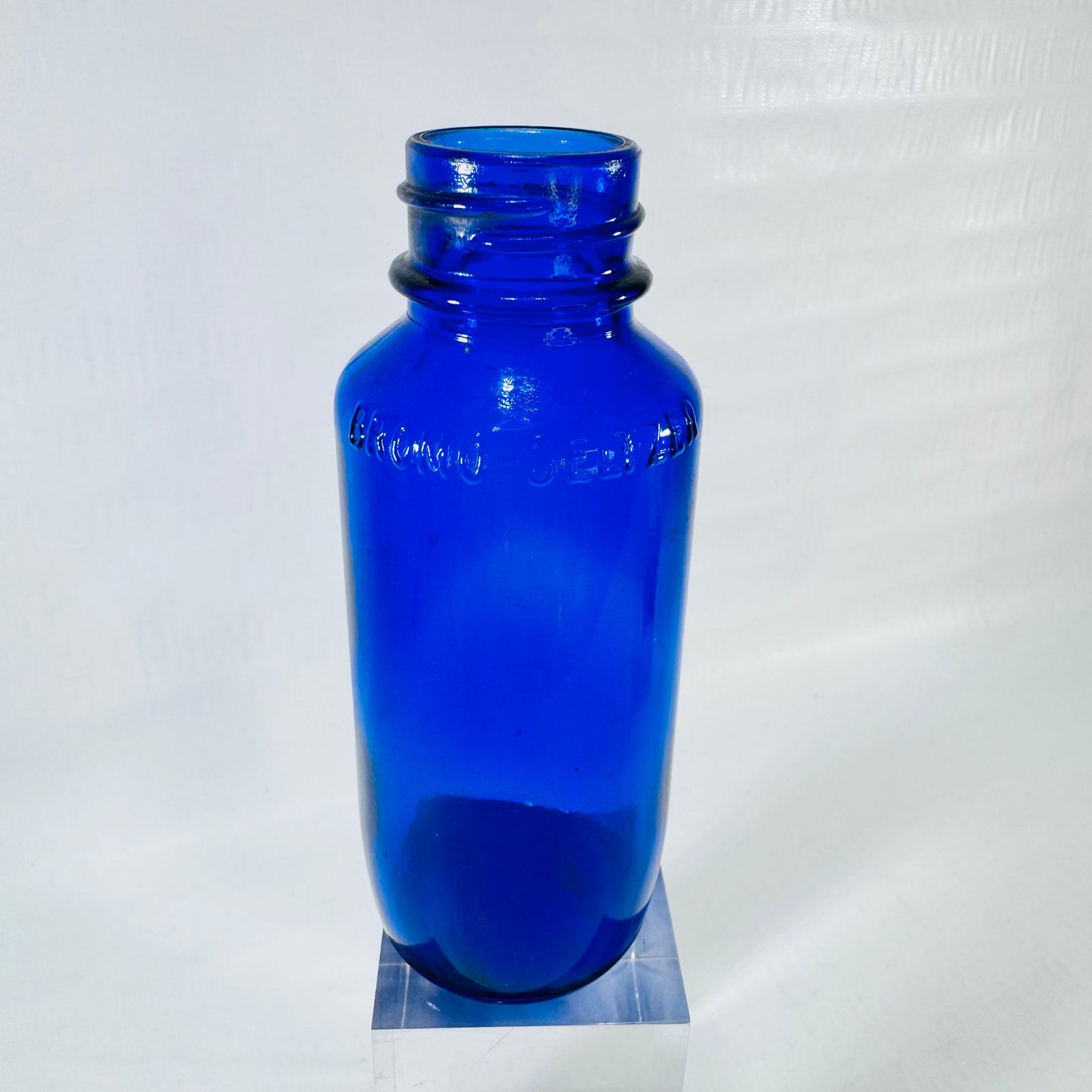 Vintage Bromo-Seltzer cobalt blue glass bottle, view 1 of 6