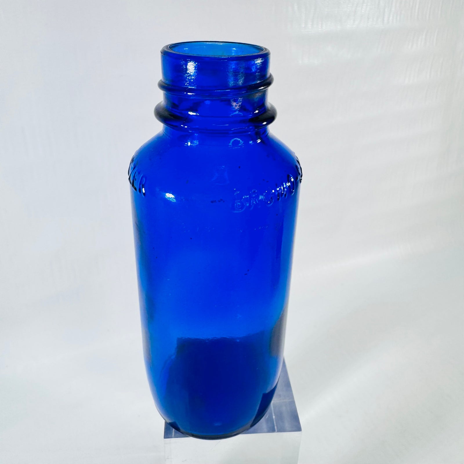Vintage Bromo-Seltzer cobalt blue glass bottle, view 2 of 6