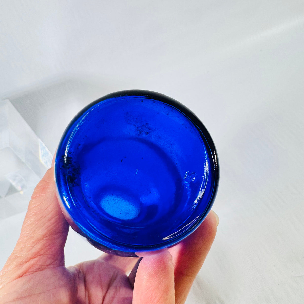 Vintage Bromo-Seltzer cobalt blue glass bottle, view 5 of 6