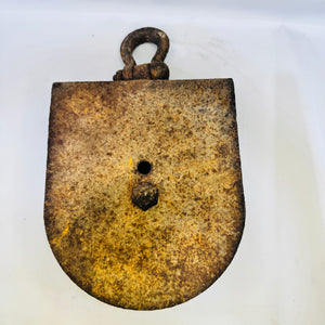 Antique Cast Iron Single-Sheave Snatch Block Pulley Primitive Hardware 6 lb 2 oz