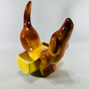 1950s Ceramic Dachshund Dresser Caddy Mens Valet Trinket Dish