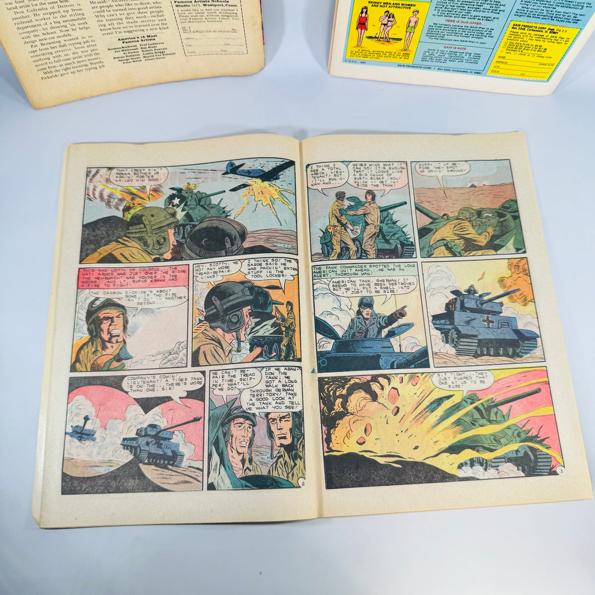 Vintage War Comics Lot, Fightin' Air Force #51, Fightin' Navy #126, Battlefield Action #79 (1965 to 1983), Charlton Comics | Military Adventure, War Comics