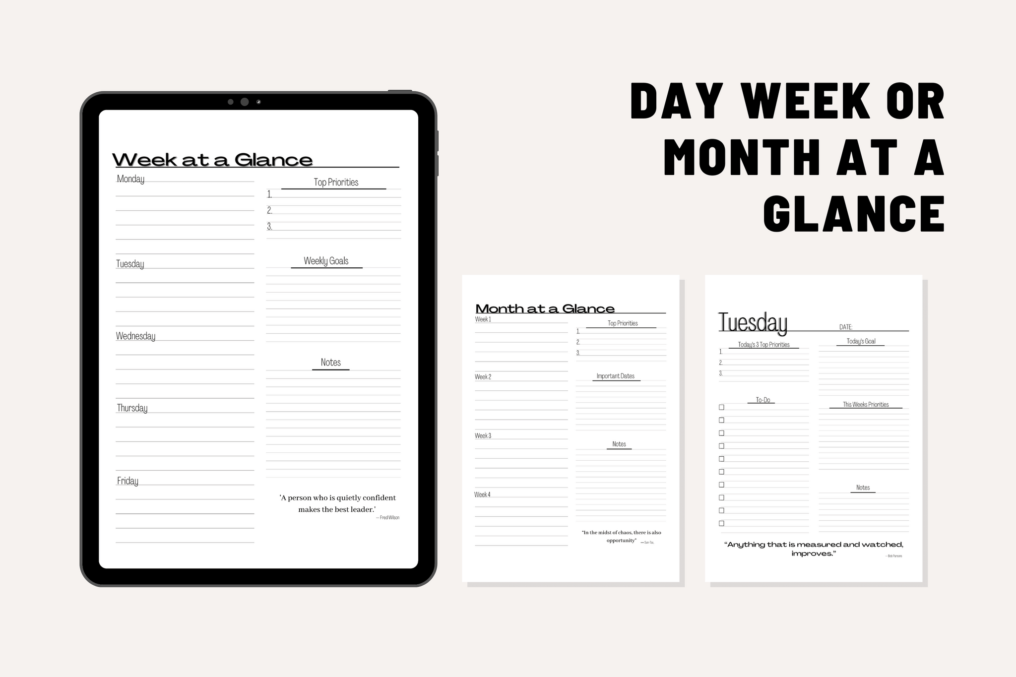 FREE Minimalist Day Week Month Planner Digital Download PDF Letter Size ...