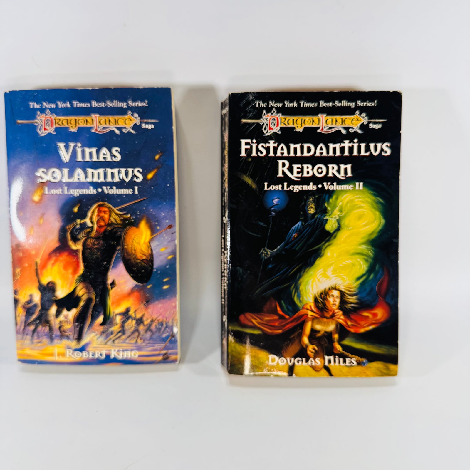 Dragonlance Fantasy Paperback Set — Lost Legends Volumes I–II (1997) — J. Robert King & Douglas Niles | Vinas Solamnus, Fistandantilus Reborn, Fantasy Adventure