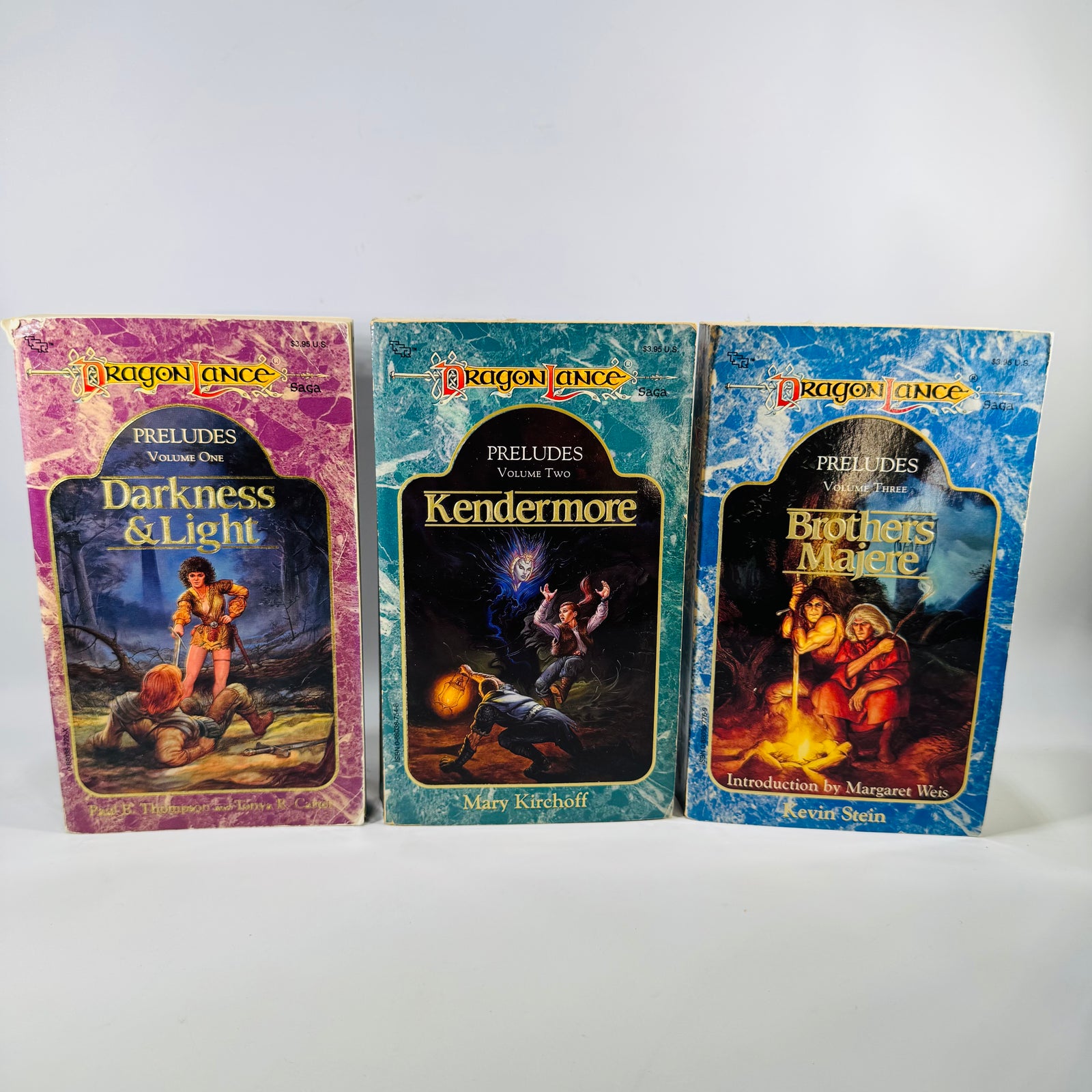Vintage Dragonlance Preludes Trilogy Paperback Set (1989) — Darkness & Light, Kendermore, Brothers Majere — TSR Fantasy Books, Epic Fantasy