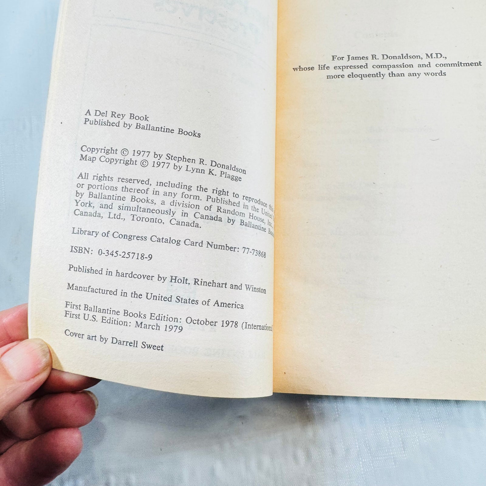 Copyright page of The Power That Preserves First Ballantine Books Edition 1978